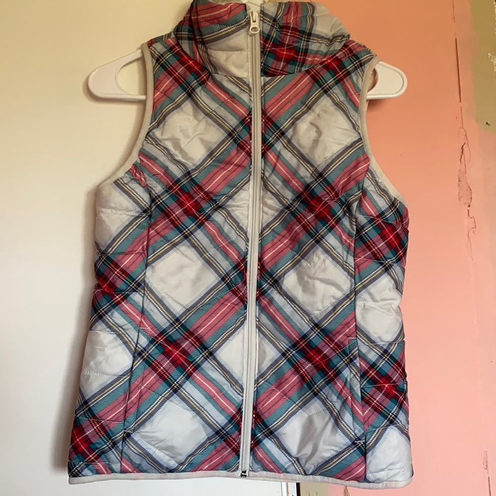 Plaid puffer vest